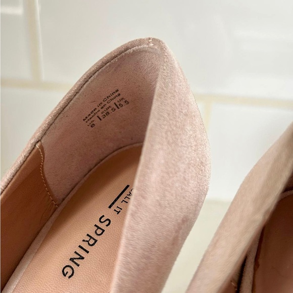 Call It Spring Nude/Blush Suede Heels - Picture 5 of 5